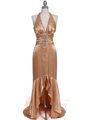 Gold Halter Beaded Evening Gown