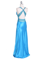 9010 Turquoise Beaded Evening Gown - Turquoise, Back View Thumbnail