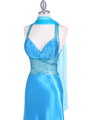 9010 Turquoise Beaded Evening Gown - Turquoise, Alt View Thumbnail