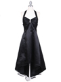 9051 Black Halter Hi-Low Satin Evening Dress - Black, Front View Thumbnail
