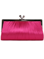 Fuschia Satin Clutch with Rhinestone Clasp