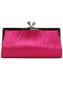 Fuschia Satin Clutch with Rhinestone Clasp