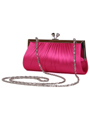 Fuschia Satin Clutch with Rhinestone Clasp
