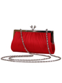 Red Satin Clutch with Rhinestone Clasp