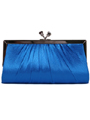 Blue Satin Clutch with Rhinestone Clasp