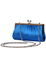 Blue Satin Clutch with Rhinestone Clasp