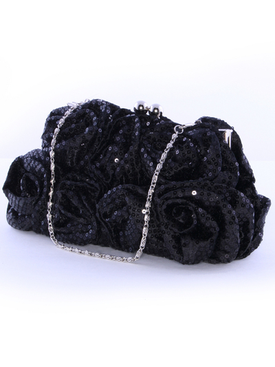 92000 Black Sequin Floral Evening Bag - Black, Alt View Medium