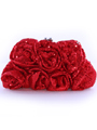 92000 Red Sequin Floral Evening Bag - Red, Front View Thumbnail