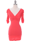 9764 Coral Jersey Party Dress, Coral