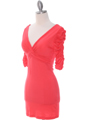 9764 Coral Jersey Party Dress - Coral, Alt View Thumbnail