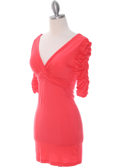 9764 Coral Jersey Party Dress - Coral, Alt View Medium