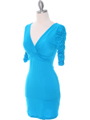 9764 Turquoise Jersey Party Dress - Turquoise, Alt View Thumbnail