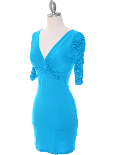 9764 Turquoise Jersey Party Dress - Turquoise, Alt View Medium
