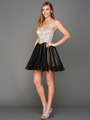 A355 Strapless Sweetheart Homecoming Dress - Champagne Black, Front View Thumbnail