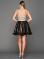 A355 Strapless Sweetheart Homecoming Dress - Champagne Black, Back View Thumbnail