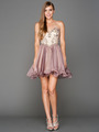 A355 Strapless Sweetheart Homecoming Dress - Champagne Lavendar, Front View Thumbnail