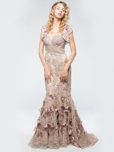 AC225 Vintage Lace Mermaid Evening Dress - Dusty Rose, Alt View Medium