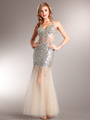 AC227 Sparkling Chic Evening Dress - Aqua, Front View Thumbnail