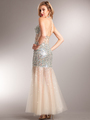 AC227 Sparkling Chic Evening Dress - Aqua, Back View Thumbnail