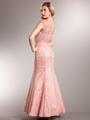 AC235 Perfectly Polished Mermaid Evening Gown - Dusty Rose, Back View Thumbnail