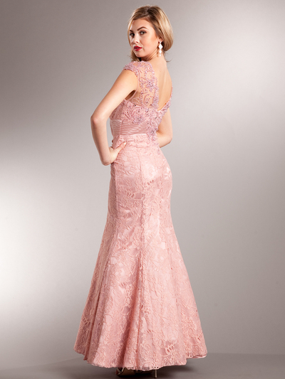 AC235 Perfectly Polished Mermaid Evening Gown - Dusty Rose, Back View Medium