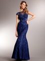 AC235 Perfectly Polished Mermaid Evening Gown - Navy, Front View Thumbnail