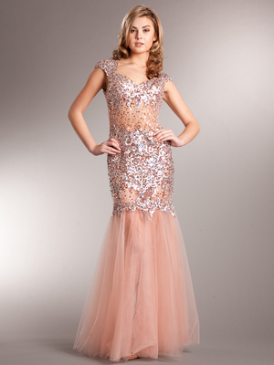 AC236 A Night to Remember Sequin Embellished Prom Gown, Rose