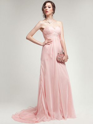 AC304 Pleated Strapless Evening Dress, Rose