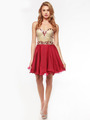 AC354 Strapless Sweetheart Embellished Cocktail Dress - Burgundy, Front View Thumbnail