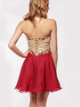 AC354 Strapless Sweetheart Embellished Cocktail Dress - Burgundy, Back View Thumbnail