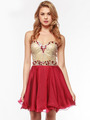 AC354 Strapless Sweetheart Embellished Cocktail Dress - Burgundy, Alt View Thumbnail