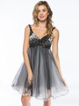 AC451 Sequin Bodice Baby Doll Party Dress - Black, Front View Thumbnail
