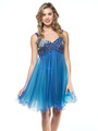 AC451 Sequin Bodice Baby Doll Party Dress - Royal, Front View Thumbnail