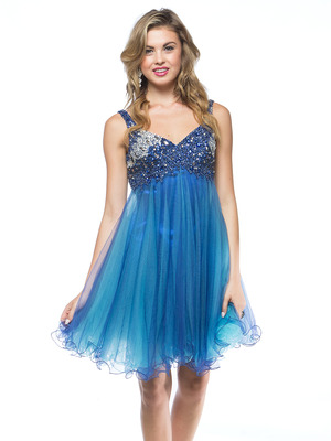 AC451 Sequin Bodice Baby Doll Party Dress, Royal