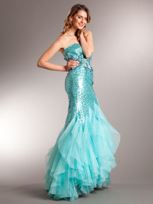 AC510 Aqua Sequin Prom Dress, Aqua