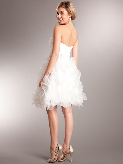 AC623 Off White Cocktail Dress - Off White, Back View Medium