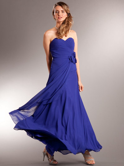 AC626 Chiffon Special Occasion Dress - Royal, Front View Medium