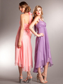 AC629 Vintage Inspired High-low Tea Length Dress - Victorian Purple, Back View Thumbnail