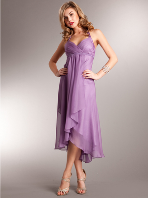 AC629 Vintage Inspired High-low Tea Length Dress, Victorian Purple