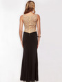 AC631 Round Neck Shimmering Back Evening Prom Dress - Black, Back View Thumbnail