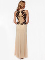 AC632 Sleeveless Embroidery Evening Dress with Back Panel    - Nude, Back View Thumbnail