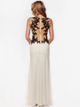 AC632 Sleeveless Embroidery Evening Dress with Back Panel    - Off White, Back View Thumbnail
