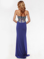 AC633 Jeweled Strapless Evening Dress with Slit - Royal Blue, Back View Thumbnail