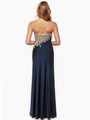 AC635 Embellished Strapless Evening Dress - Navy, Back View Thumbnail