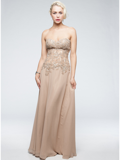 AC711 Sweetheart Evening Dress - Champagne, Front View Medium
