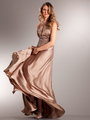 AC714 Take This Waltz Satin Evening Dress - Mocha, Front View Thumbnail