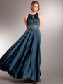 AC714 Take This Waltz Satin Evening Dress - Teal, Front View Thumbnail