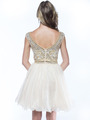 AC719 Beads and Sequin Bodice Homecoming Dress - Champagne, Back View Thumbnail
