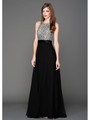 AC801 Sequins Top Sleeveless Evening Dress - Silver, Front View Thumbnail