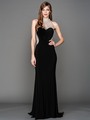 AC802 Jeweled Neck Sweetheart Evening Dress with Train - Black, Front View Thumbnail